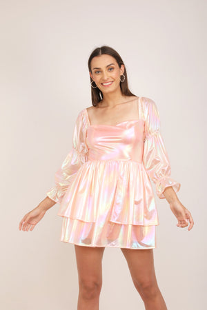 WOMEN PEACH SHIMMER  CORSET DRESS