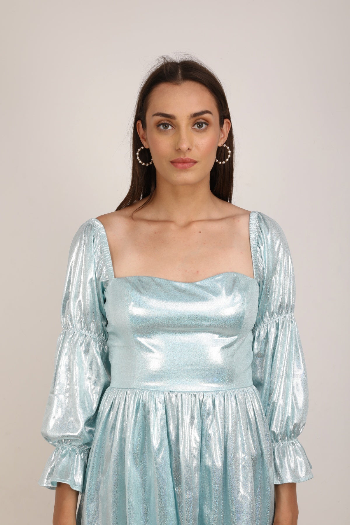 WOMEN ICE BLUE SHIMMER  CORSET DRESS