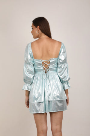 WOMEN ICE BLUE SHIMMER  CORSET DRESS