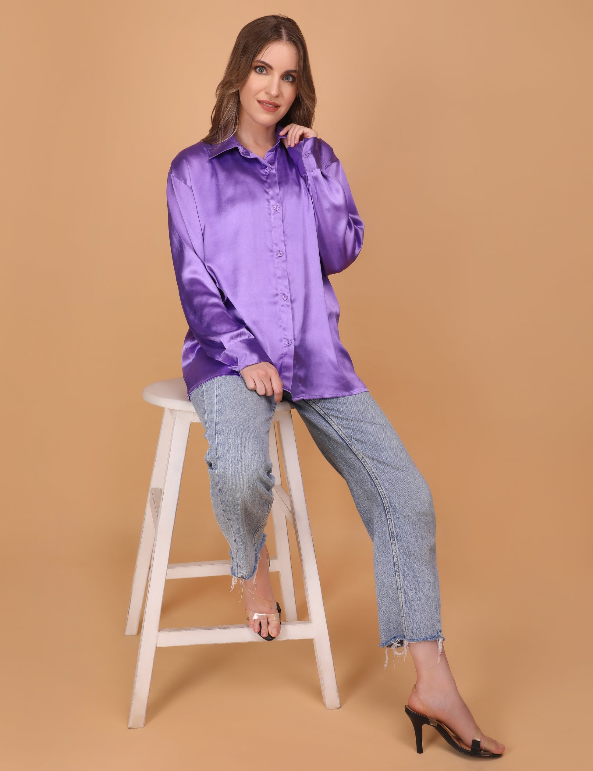 WOMEN PURPLE OVERSIZED SHIRT