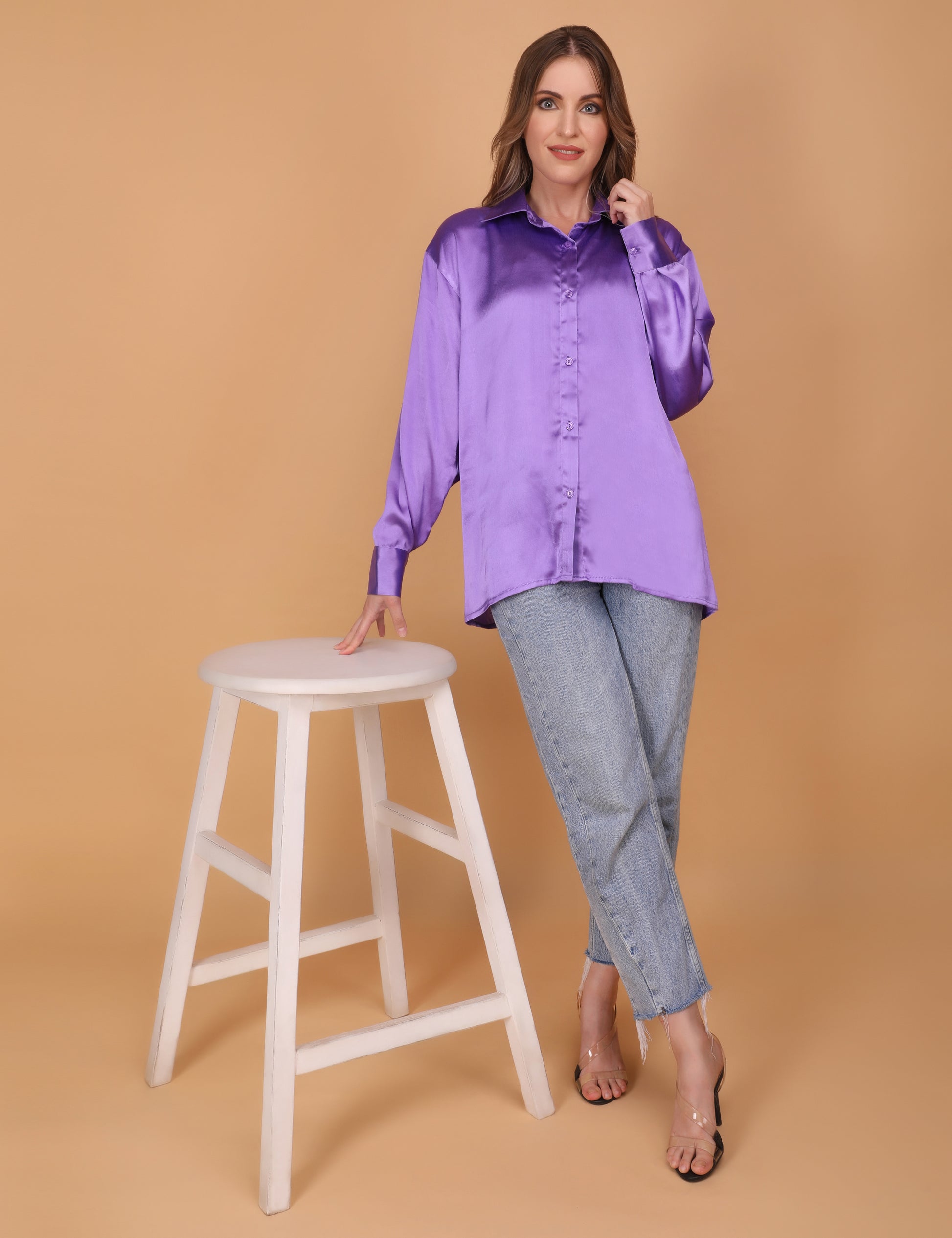 WOMEN PURPLE OVERSIZED SHIRT