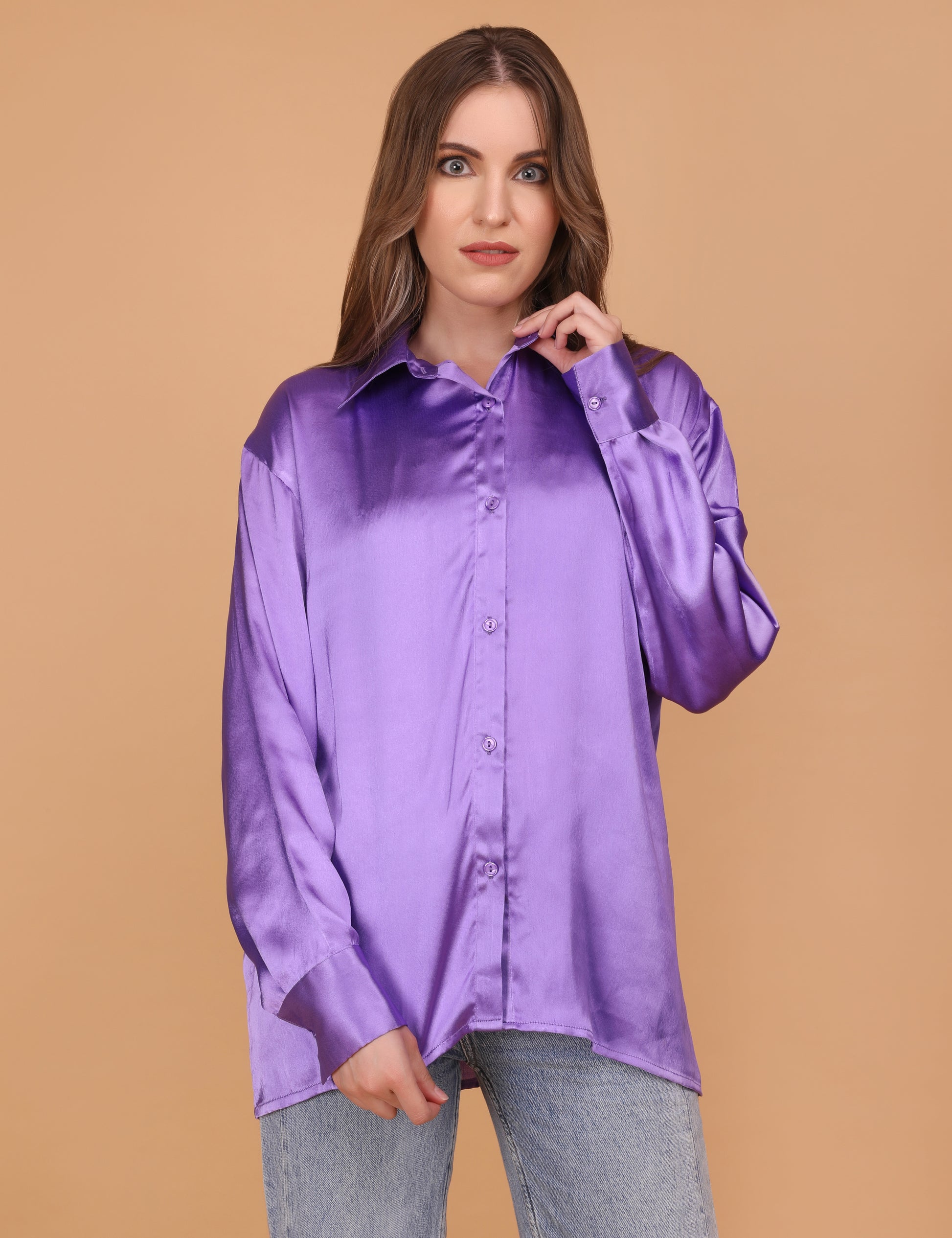 WOMEN PURPLE OVERSIZED SHIRT