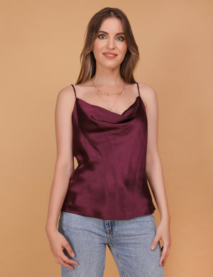 WOMEN CHERRY COWL CAMI TOP