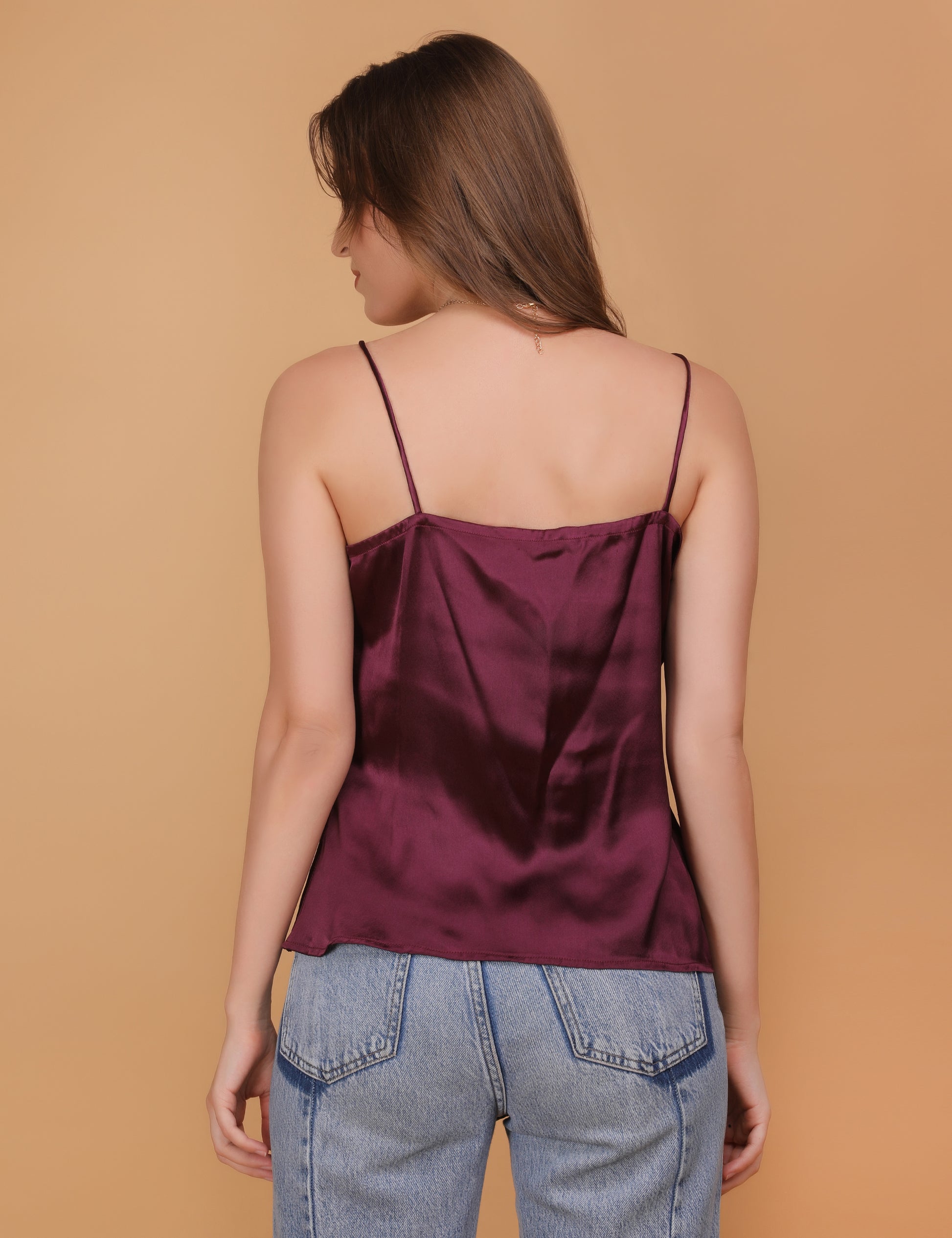 WOMEN CHERRY COWL CAMI TOP