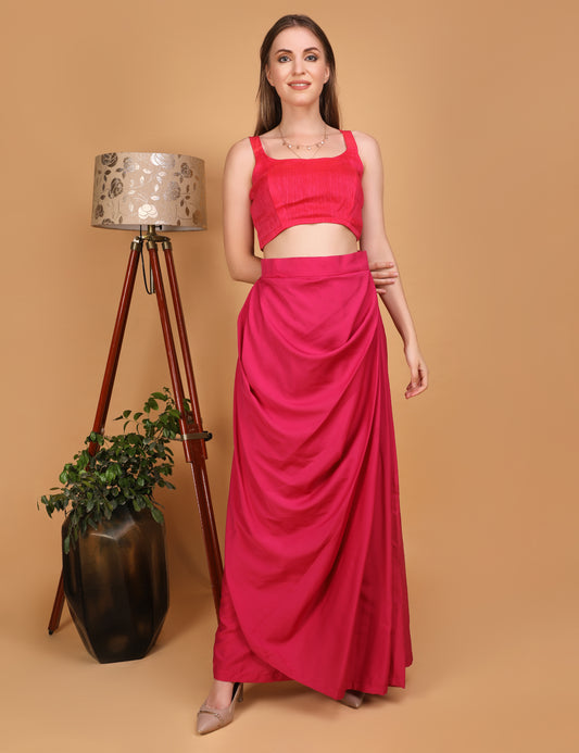 WOMEN PINK DRAPED SKIRT