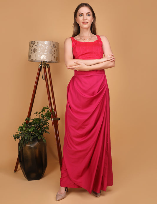 WOMEN PINK DRAPED SKIRT