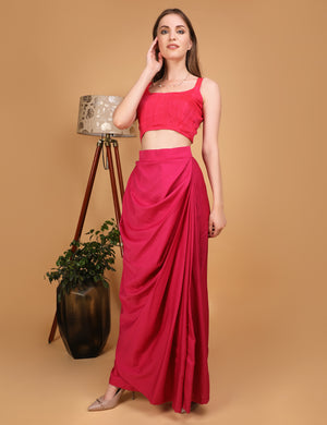 WOMEN PINK DRAPED SKIRT