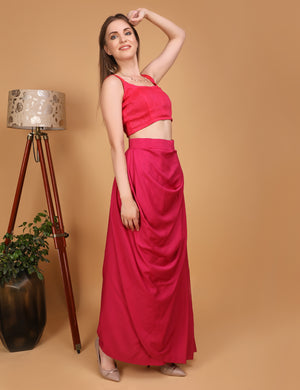 WOMEN PINK DRAPED SKIRT