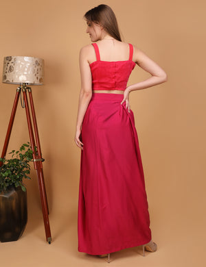 WOMEN PINK DRAPED SKIRT