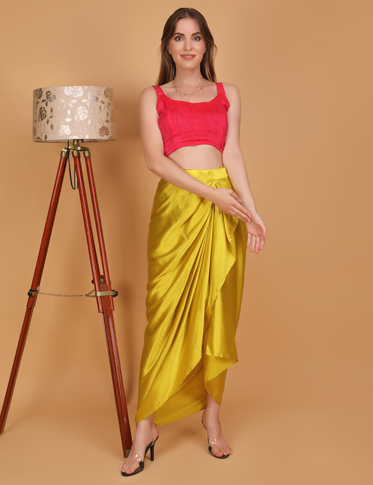 WOMEN LEMON DRAPED SKIRT