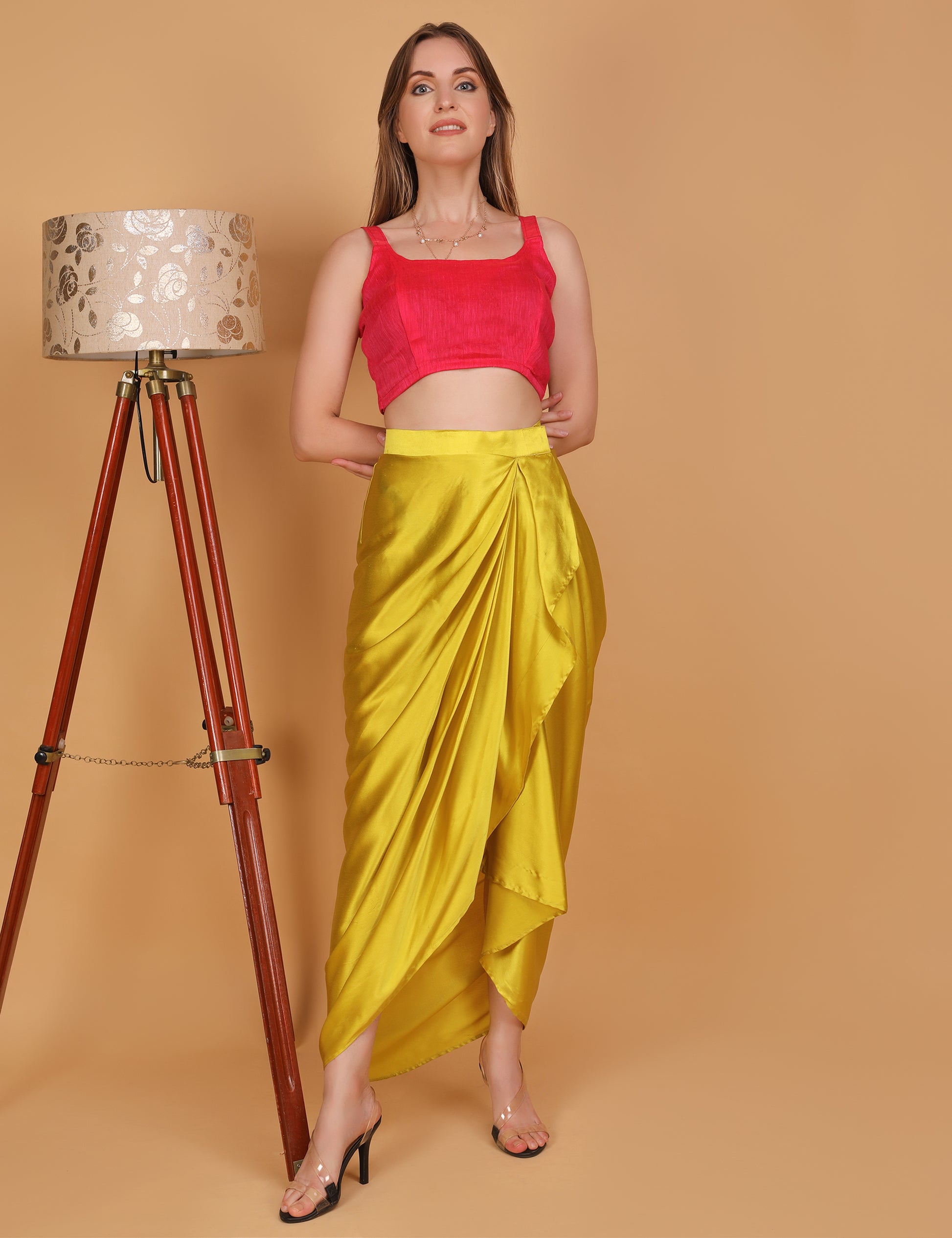 WOMEN LEMON DRAPED SKIRT