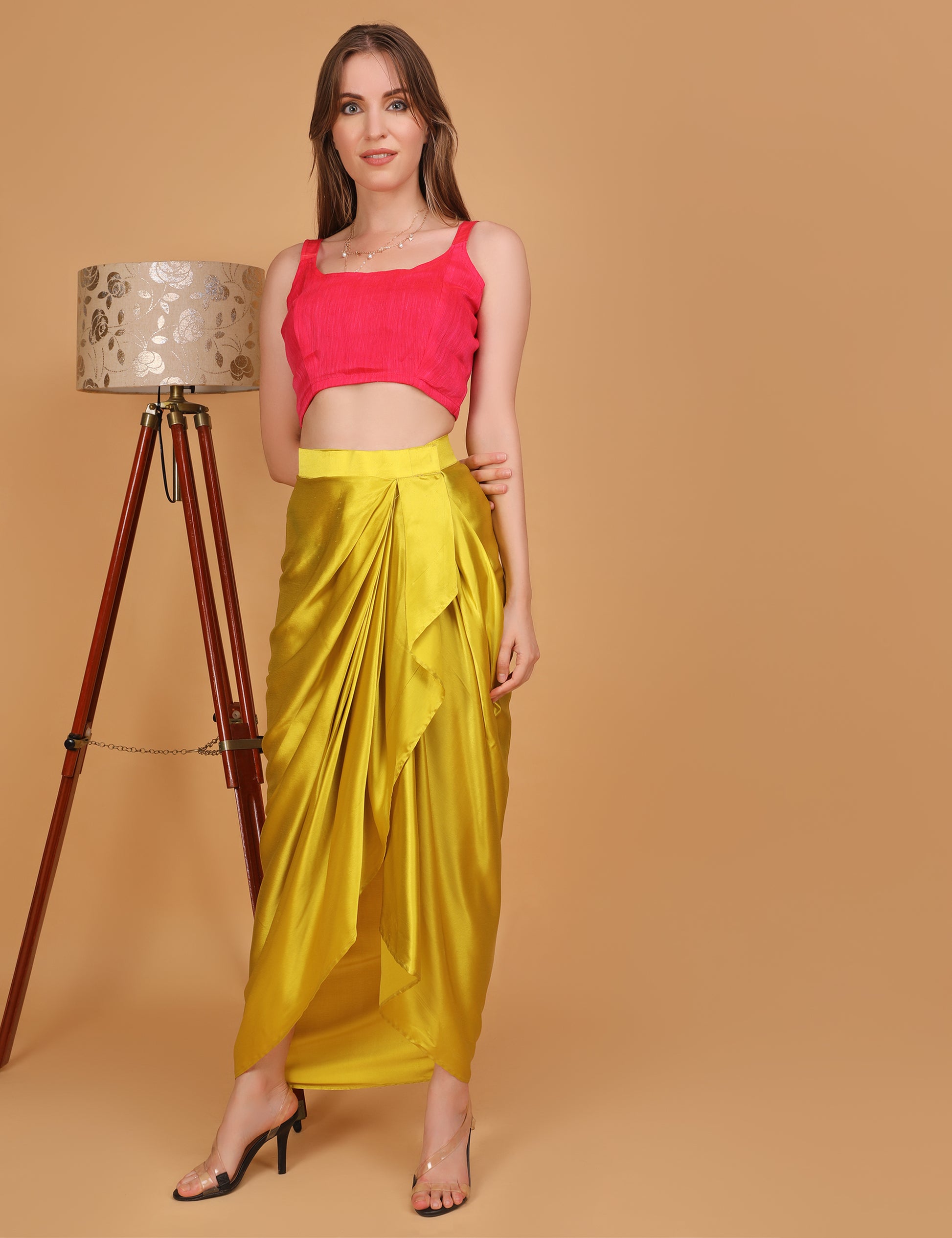 WOMEN LEMON DRAPED SKIRT