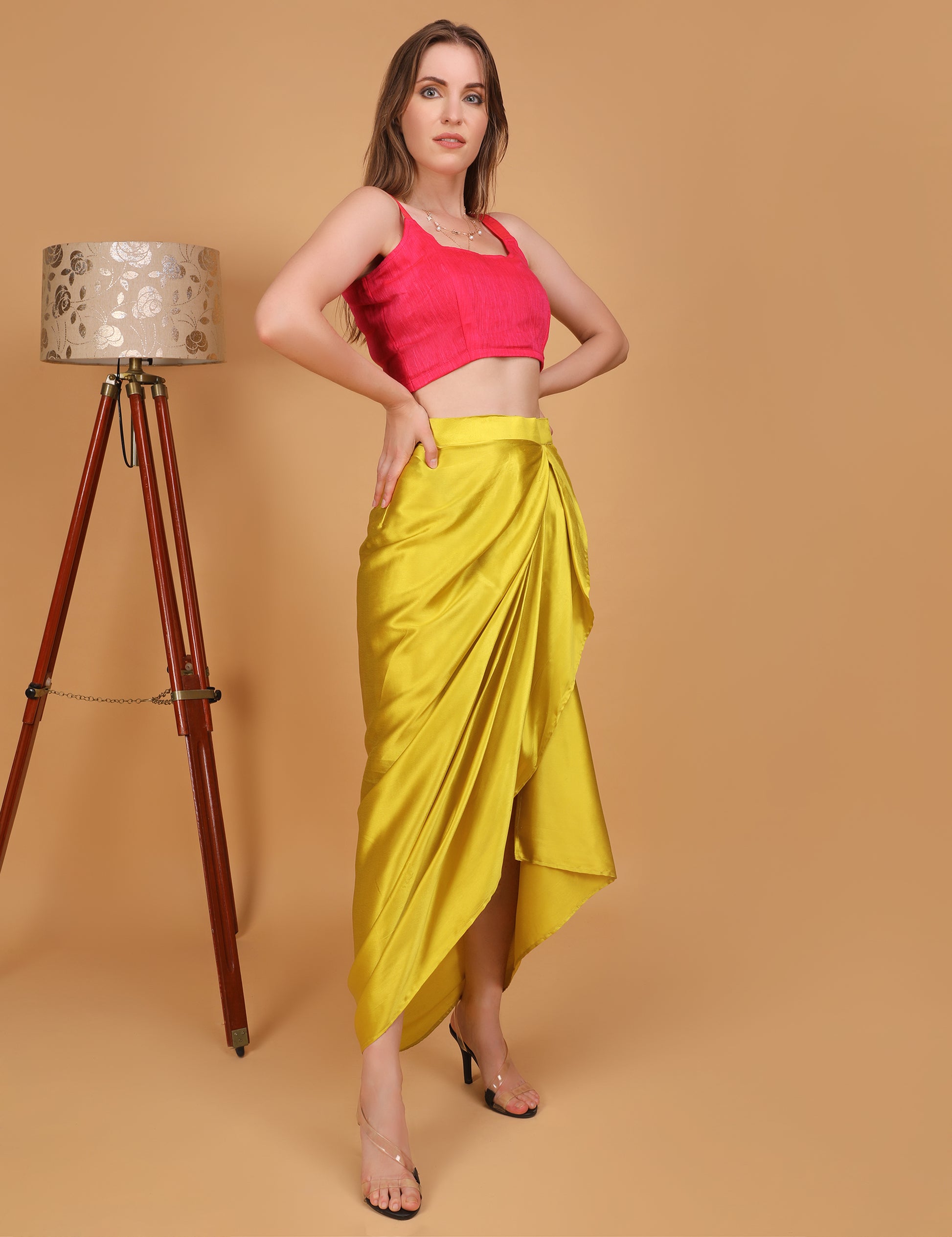 WOMEN LEMON DRAPED SKIRT