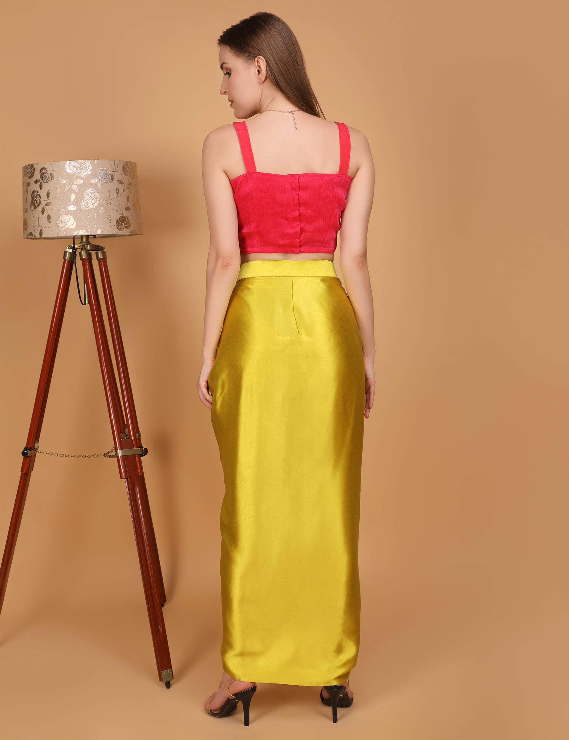 WOMEN LEMON DRAPED SKIRT