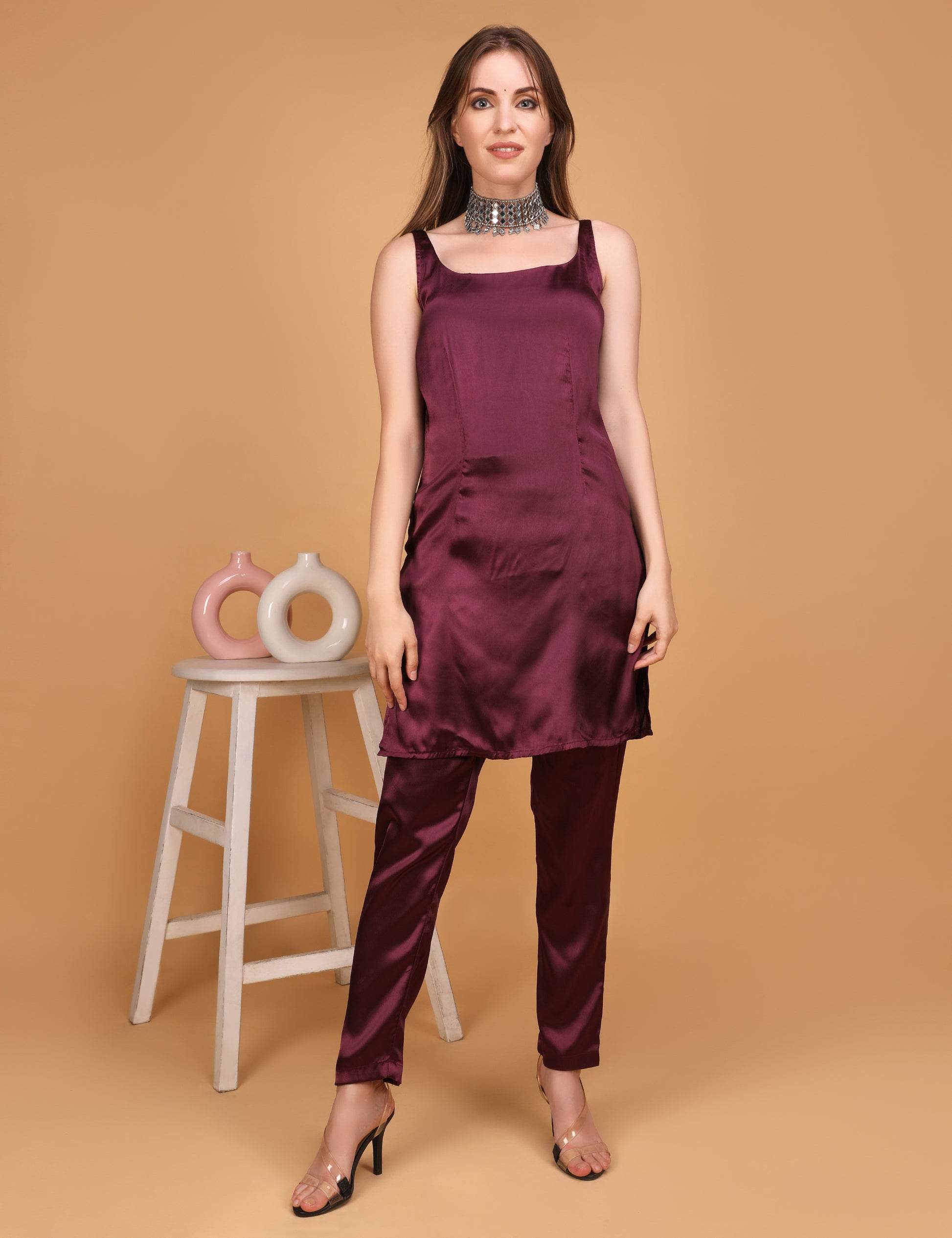 WOMEN MAROON KURTI WITH PANT