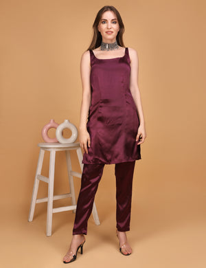 WOMEN MAROON KURTI WITH PANT