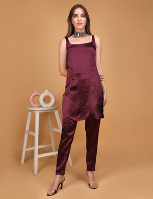 WOMEN MAROON KURTI WITH PANT