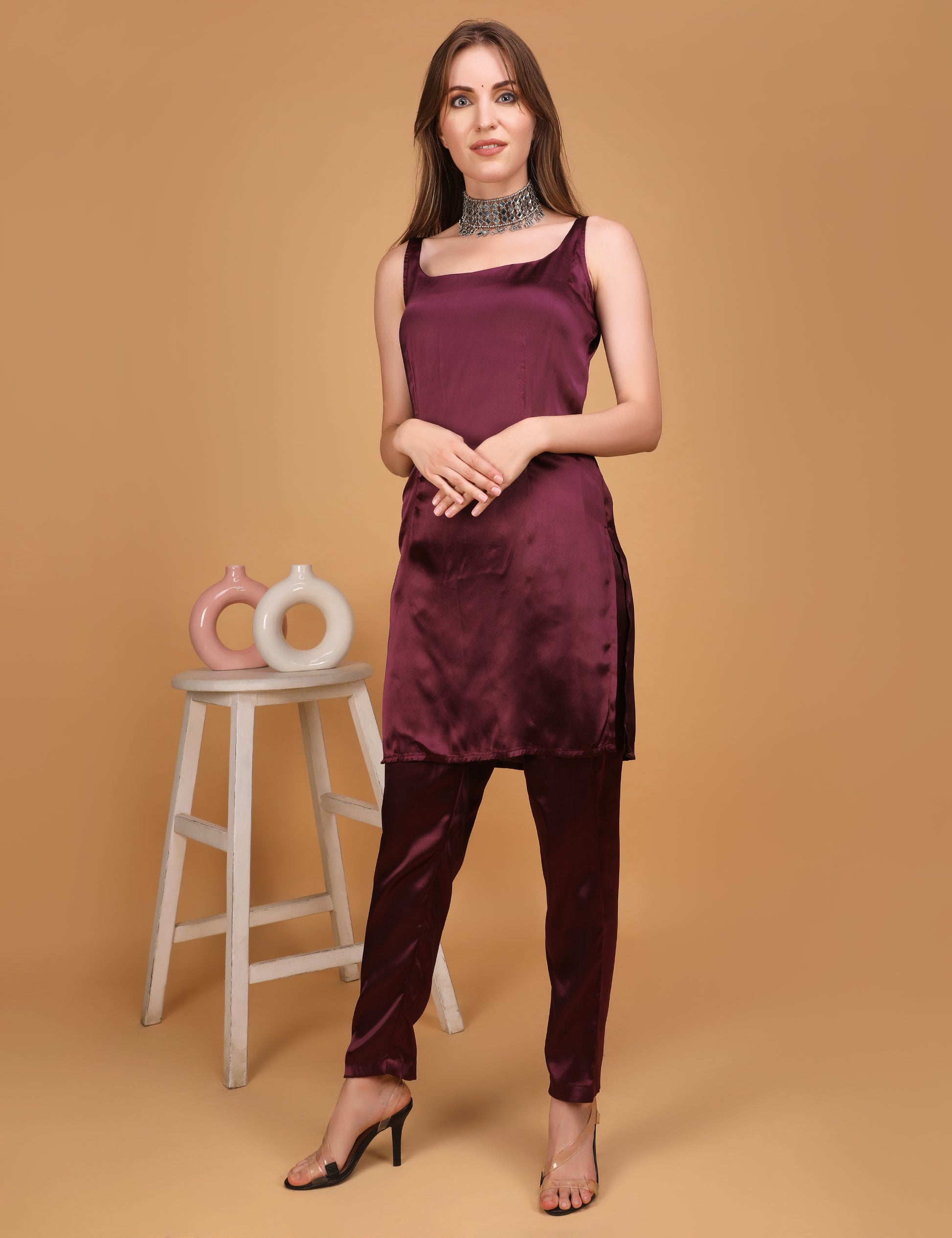 WOMEN MAROON KURTI WITH PANT