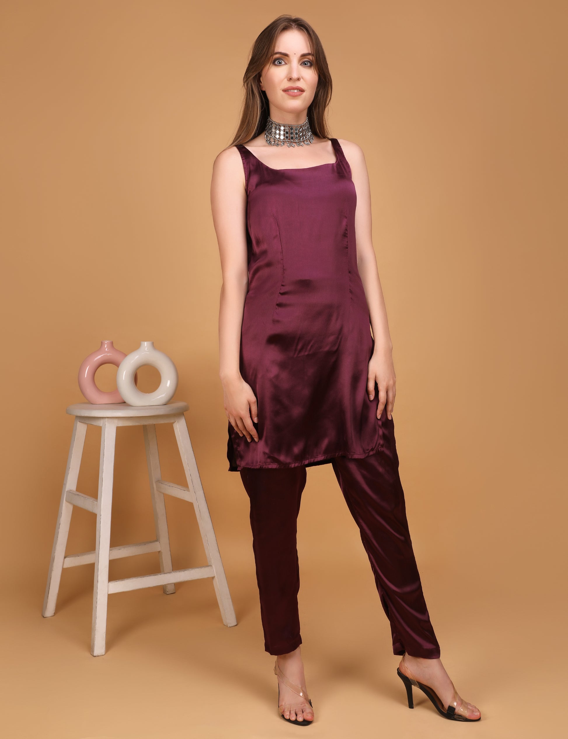 WOMEN MAROON KURTI WITH PANT