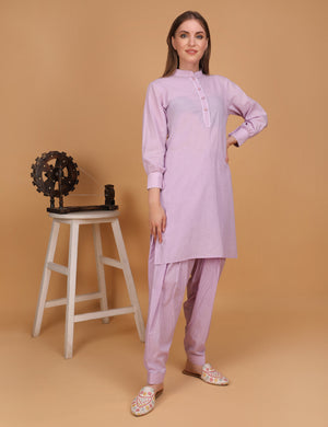 WOMEN LAVENDER PATHANI KURTI WITH SALWAR