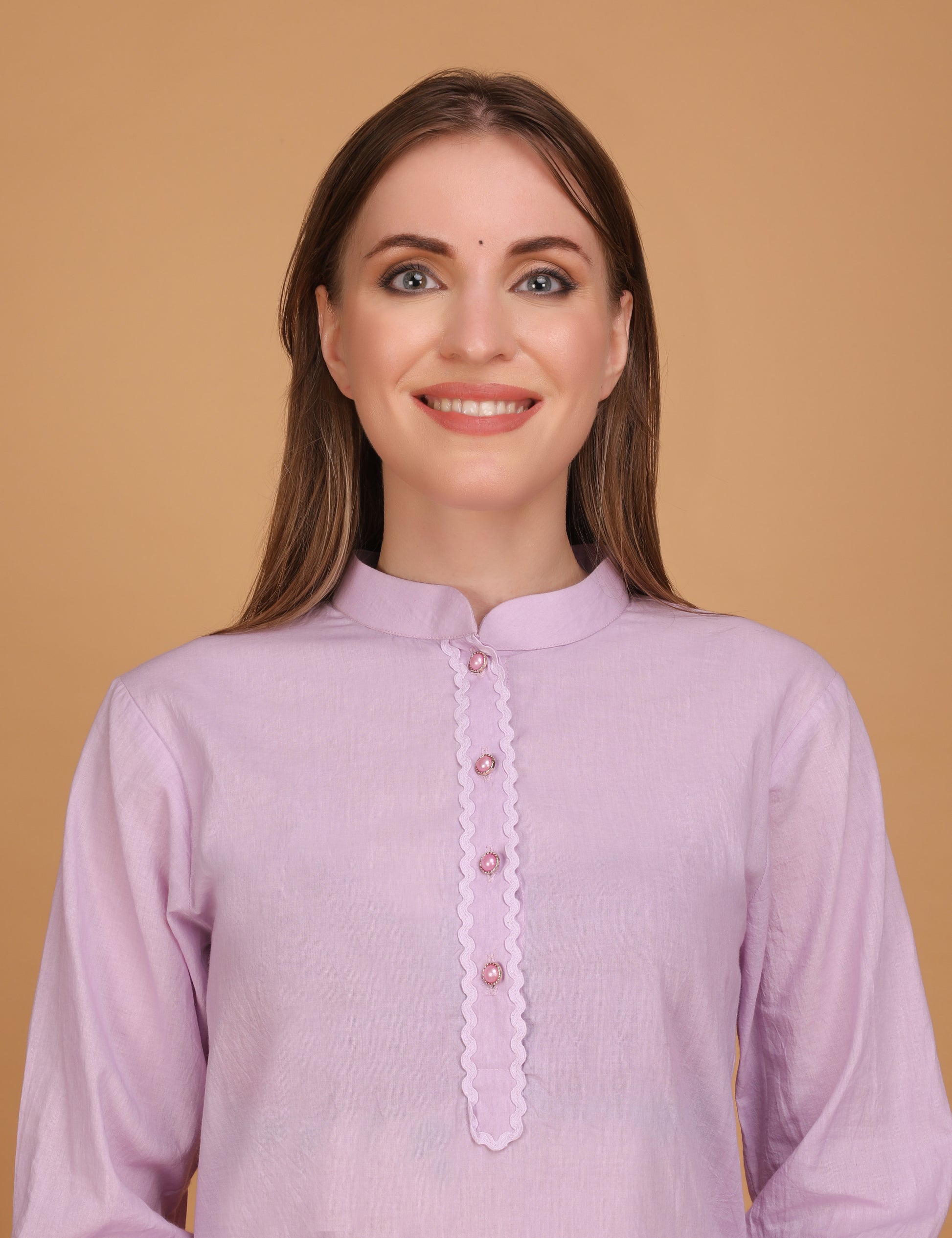 WOMEN LAVENDER PATHANI KURTI WITH SALWAR