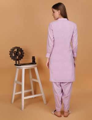 WOMEN LAVENDER PATHANI KURTI WITH SALWAR