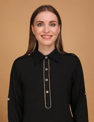 WOMEN BLACK PATHANI KURTI WITH PANT