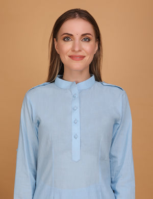 WOMEN BLUE PATHANI KURTI WITH SALWAR